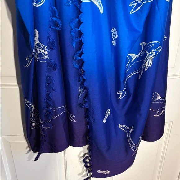 Blue Gradient Swim Coverup with Dolphin Motifs - Picture 4 of 6